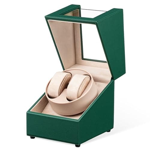 Image of Mcbazel Double Automatic Watch Winder Box, Automatic Watch Display Storage Rotation Wristwatch Box with 2 Slots-Grean