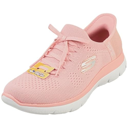 Image of Skechers Women's Summits New Daily Trainers, Rose Knit/Coral Trim, 8 UK