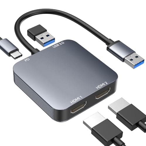 Image of ABLEWE USB 3.0 to Dual HDMI Adapter with USB 3.0 Port, HDMI to USB Audio Video Graphics Converter Cable for Laptop Monitor Desktop TV, Compatible with Mac OS, Windows