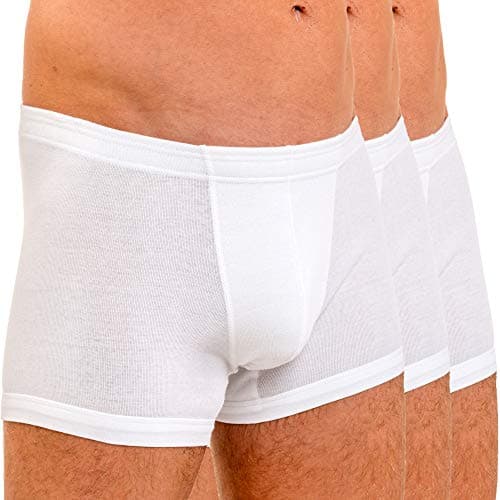 Image of HERMKO 3901 3-Pack Men's Boxer Shorts in 100% Organic Cotton, Size:Small, Colour:White