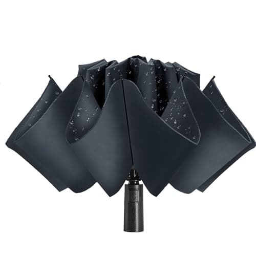 Image of ACEIken Umbrella Reverse Close Folding Windproof Travel Umbrella - Compact and Portable for Easy Carrying with Auto Open-Close - for Men and Women-Grey