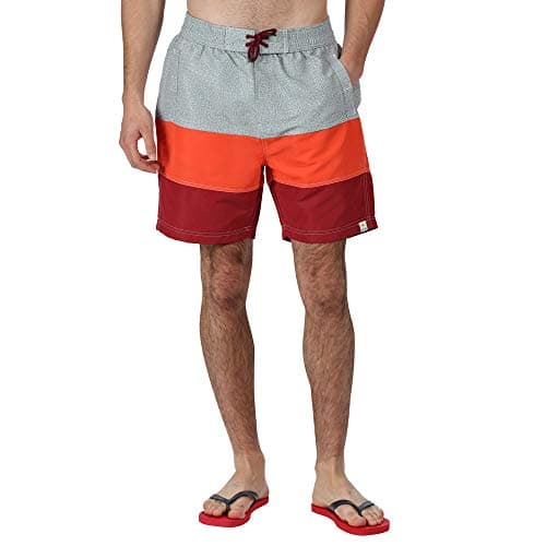 Image of Regatta Men Bratchmar VI' Quick Drying Mesh Lined Shorts Swimwear - White/Burnt Salmon, X-Small