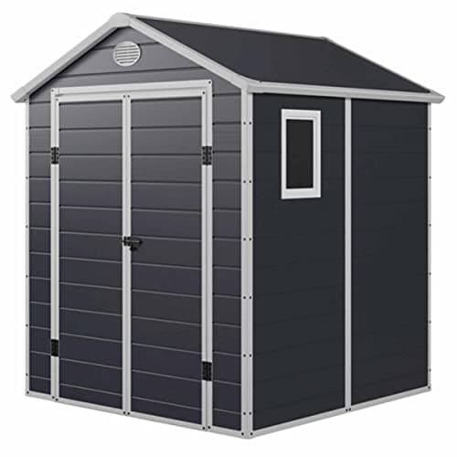 Image of CHARLES BENTLEY Plastic, Storage, Garden Shed, Grey, Medium, Roof, Outdoor, Garden, Tall, Box, Store, Tools, Garden Storage, Outdoor Storage, Vents, Weather Resistant, UV Protection (6.3ftx6.2ft)