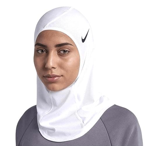Image of Nike Women's Pro Hijab 2.0 Sport Hijab Training Headscarf Running Fitness Training Breathable, White/Black, M/L