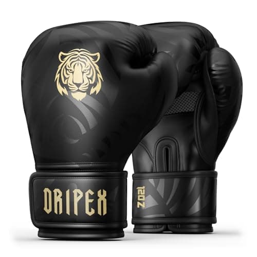 Image of Dripex Boxing Gloves for Men Women Youth, Boxing Training Gloves | for Heavy Bag Workout, Muay Thai, Kickboxing, Sparring Punching Gold tiger 12oz