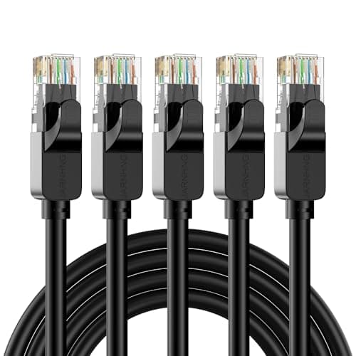 Image of JARNHNG Cat 6 Ethernet Cable - 1m, High Speed 10Gbps, Black RJ45 LAN Patch Cables (5Pack) for Games, Computers, TV, Routers, Modem, Patch Panel