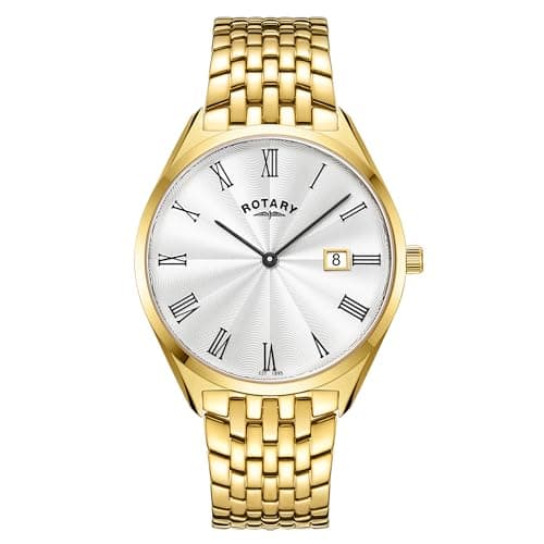 Image of Rotary Men's Ultra Slim Stainless Steel Bracelet Quartz Watch with Deployment Clasp GB08013/01