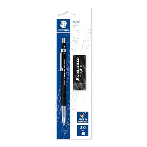 Image of STAEDTLER 780 C BKP6 Mars Technico Mechanical Pencil with HB Lead and Eraser,Black