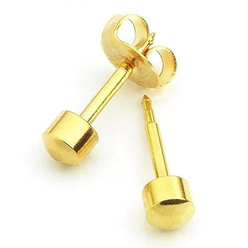 Image of Mytoptrendz® Set of 2 Pair Piercing Sterilized Stud Earring 24ct Yellow Gold Plated Ball