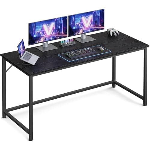 Image of VASAGLE Computer Desk, Office Desk, 135 x 60 x 76 cm, for Study, Bedroom, Living Room, Rustic Brown and Ink Black LWD043B01