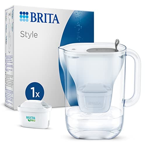 Image of BRITA Style Water Filter Jug Grey (2.4L) incl. 1x MAXTRA PRO Pure Performance cartridge - fridge-fitting design jug with smart LED-LTI and Flip-Lid - now in sustainable Smart Box packaging