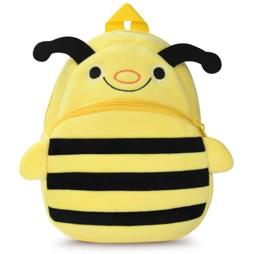 Image of Aomig Toddler Animals Backpack, Nursery Kids Mini Furry Backpack, 3D Cute Animal Cartoon Backpack School Bag, Baby Preschool Rucksack, Toddler Animal Cartoon Preschool Rucksack(Bee)