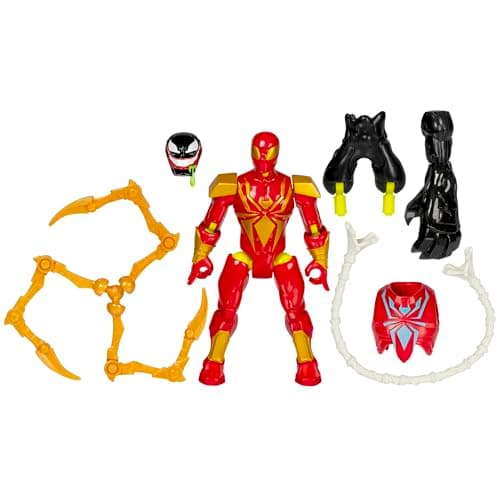 Image of SPIDER-MAN MixMashers Marvel Iron Spider Custom Mix-And-Match Deluxe Action Figure & Accessories, Red