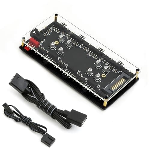 Image of HATMINI ARGB & PWM Hub, 8 Way 5V 3 Pin ARGB Hub and 8 Way 4 Pin Cooling Fan PWM Hub with Acrylic Shell and 3M Adhesive, Used to Extend Card Fan