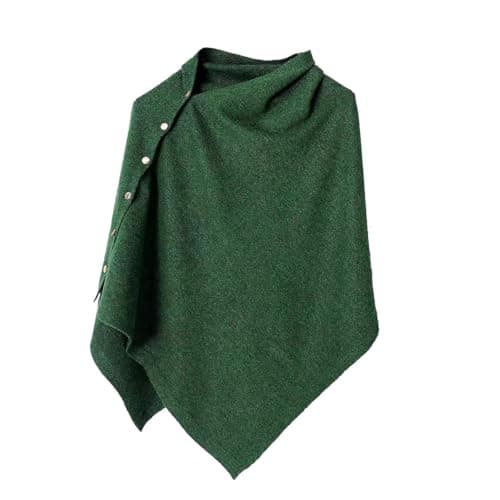 Image of Makroyl Women's Button Multiway Ponchos Shawl Wrap Knitted Shawl Cashmere Feel Wrap Versatile Cardigan Cape Scarf for Winter (Green)
