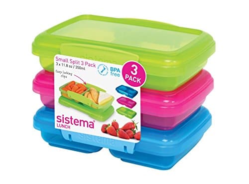Image of Sistema split Storage Container, 350ml, Coloured, 3 Pack