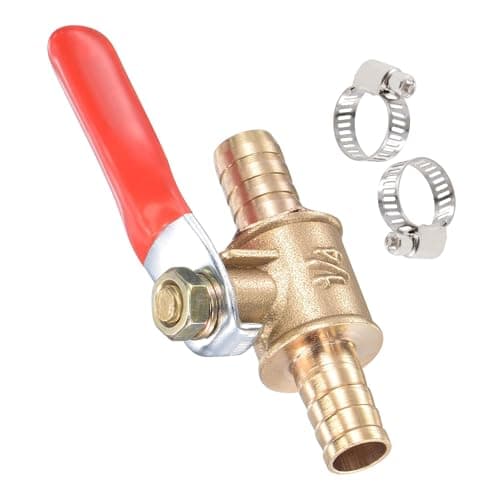 Image of TA-VIGOR Ball Valve Shut-Off Valves, 2 Way 8mm Brass Ball Valve Adapter, Hose Barb Tube Fittings with 90 Degree Non-Slip Handle with Clamps–1 PCS