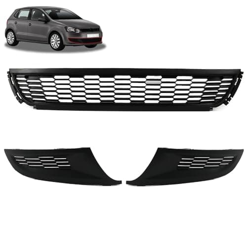 Image of ROBUST Front Bumper Lower Center Grille Set for Volkswagen Polo 6R0853677 6R0853677A9B9 6R0853666 6R0853666C 6R0853665C 6R0853665 2009-2014