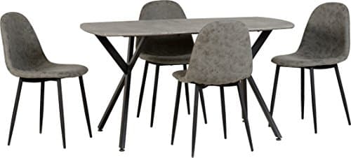 Image of Seconique Athens Dining Set with 4 Dining Chairs in Concrete Effect
