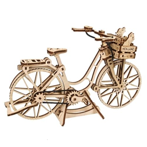 Image of UGEARS Dutch Bicycle 3D Puzzle - Wooden Model Kits for Adults to Build Amsterdam Bike - World Cities Collection Building Set with Chain Drive - 3D Wooden Puzzles for Adults for Christmas