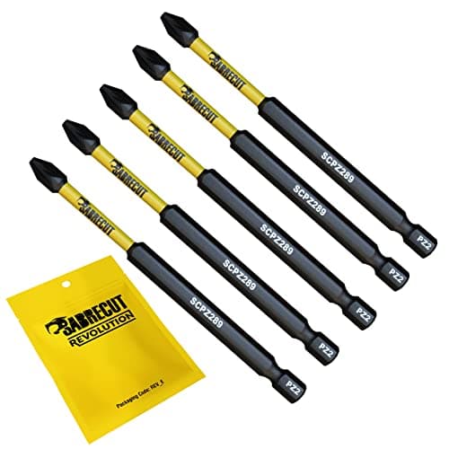 Image of 5 x SabreCut SCPZ289_5 89mm PZ2 Magnetic Impact Screwdriver Driver Bits Set Pozi Pozidriv Heavy Duty
