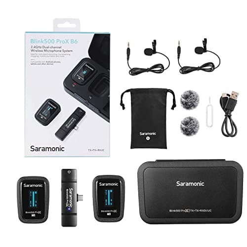 Image of Saramonic Blink 500 Pro X Wireless Mic System w/Lavaliers & USB-C Receiver for iPhone 15, Android, iPad, Mobile & Computers, Black (BLINK500 ProX B6)