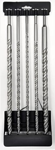 Image of Unibos | SDS Plus Rotary Hammer Drill Bit Set 450MM, 5PCS 10-25mm Cross Drill Bits Hammer Impact Drill Bit 4-Cutter Carbide Tips For Drilling Stone, Concrete, Brick Wall, Cement, Masonry