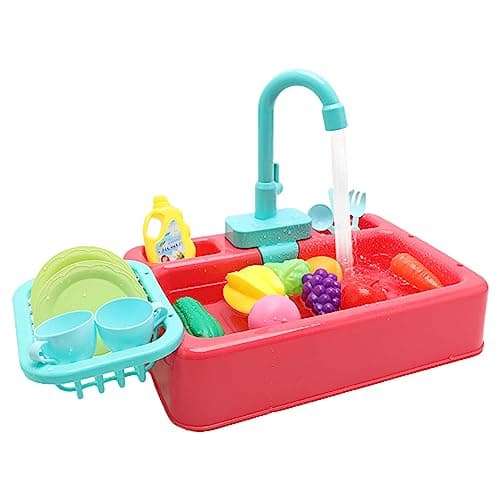 Image of PlayHouse Toy Kitchen Sink Dishwasher Playing with Running Water Dish Wash Role-playing Kitchen Sink Toy with Running Water