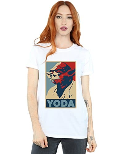 Image of Star Wars Women's Yoda Poster Boyfriend Fit T-Shirt White XX-Large