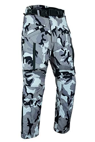 Image of Texpeed Mens Grey Camouflage Waterproof Armoured Motorcycle Motorbike Biker Trousers/Pants With CE Armour (EN 1621-1) - (36W / 32L)