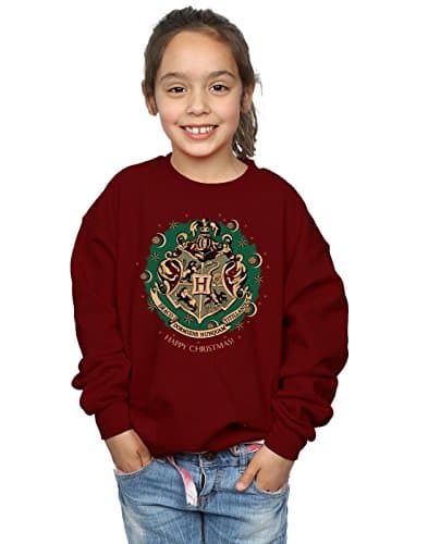 Image of Harry Potter Girls Christmas Wreath Sweatshirt 5-6 Years Burgundy