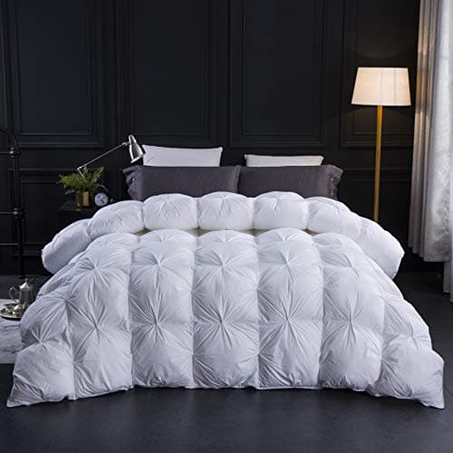 Image of Three Geese Single Size Duvet,Goose Feather Down Duvet All Year Round 10.5 Tog, 100% Organic Cotton Cover, Double Quilt Bed Comforter (White)