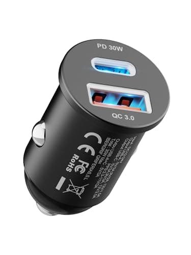 Image of GRIFEMA Car Charger 30W, Dual Port Cigarette Lighter USB Charger with 30W PD USB-C and 18W QC 3.0 USB-A, Fast Car Charger for iPhone 16 15 14 13 Pro, Samsung Galaxy, iPad, Aluminium Housing
