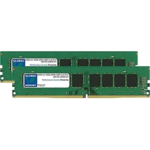 Image of 64GB (2 x 32GB) DDR4 3200MHz PC4-25600 288-PIN ECC DIMM (UDIMM) MEMORY RAM KIT COMPATIBLE WITH SERVERS/WORKSTATIONS/MOTHERBOARDS (*NOT FOR PCs*)