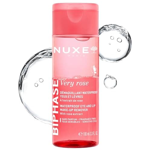 Image of Nuxe Very Rose Waterproof Eye & Lip Make-Up Remover 100ml, Two-Phase Cleanser for Sensitive Eyes, Removes Waterproof & Long-Wear Make-Up, Non-Greasy Finish, With Soothing Rose Extract