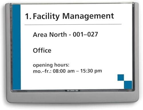 Image of Durable Click Information Sign 210 x 148.5 mm Graphite | Door and Wall Sign | Includes Fittings | Ideal for Offices, Hotels, Public Buildings, etc.