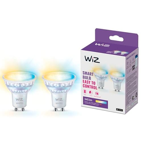 Image of WiZ Smart LED Glass Bulb, GU10, 50W, Shades of White, Smart LED Connected WiFi Works with Alexa, Google Assistant & HomeKit, App Control for Home Indoor Lighting, Bedroom, Energy Monitoring, 2 Pack