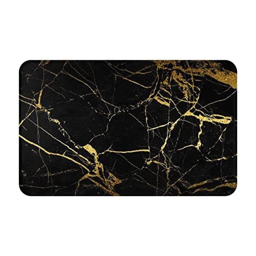 Image of WKSGDSG Washable Indoor Doormat Gold Black Wallpaper Entrance Rug For Indoor/Outdoor, Non Slip Floor Inside Back Door Mats, Quick Absorbent Welcome Mat Door Mats For Entryway 49x80 Cm