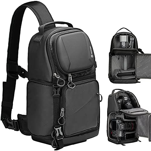 Image of TARION Camera Sling Bag for Travel - Compact Photography Shoulder Bag with Side Access Waterproof Rain Cover for DSLR SLR Mirrorless Cameras Black TR-S