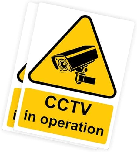 Image of RDLCAR CCTV In Operation Signs 1mm Rigid Plastic Pack of 2 Durable 300mm x 400mm Warning Sign Security and Surveillance Signage for Home or Business