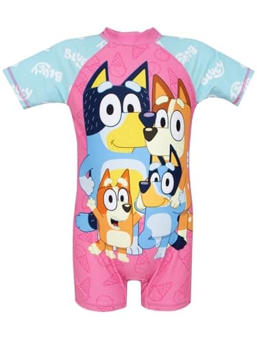 Image of Bluey Swimsuit | One Piece Girls Swimsuit | Children's Swimming Costumes | Pink 4-5 Years