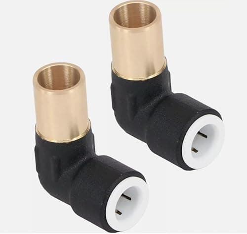 Image of 15mm x 10mm Pushfit Radiator Valve Matt Black Reducing Elbow Pair