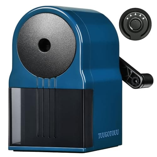 Image of Manual Pencil Sharpener Desktop Pencil Sharpener with the Container Adjustable in 5 Grades of Thickness Suitable for Kids Artists Students and Office (Blue)