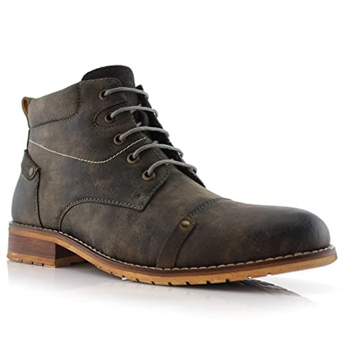 Image of Ferro Aldo Men's Ankle Boots | Lace-Up Cap Toe Chukka Style Dress Boot | Casual Fashion for Work, 2. Rust Grey [Lace-up], 8 UK