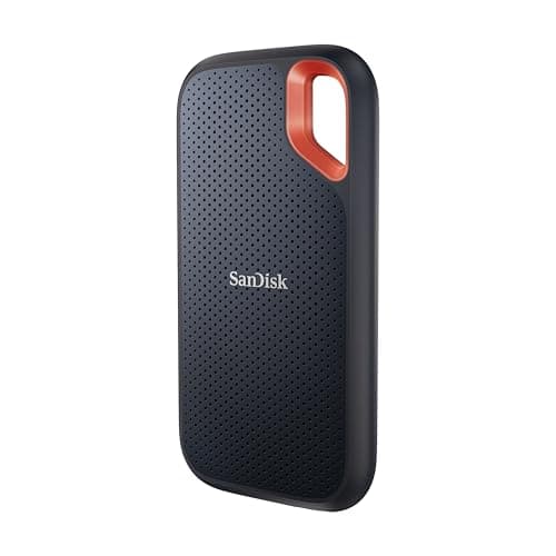 Image of SanDisk Extreme Portable SSD 8TB (up to 1050 MB/s read, 1,000MB/s write, NVMe SSD, USB-C, External Solid State Drive, IP65 rated for dust and water resistance, Carabiner loop) Black
