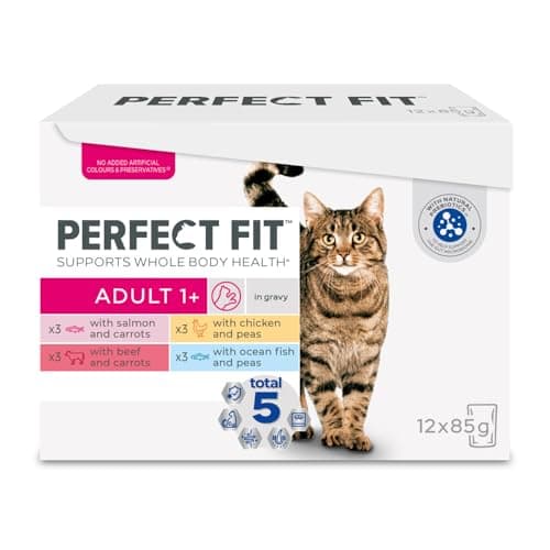 Image of Perfect Fit 1+ Adult Mixed Selection in Sauce 48 Pouches, Complete Premium Wet Cat Food, Pack of 4 (12 x 85 g)