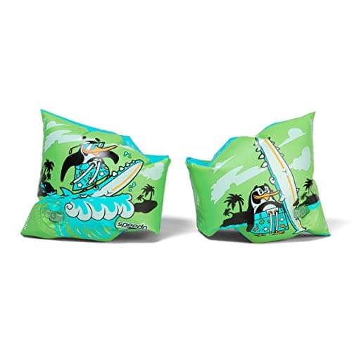 Image of Speedo Unisex-Baby Character Printed Armbands | Swimming Arm Bands | Learn to Swim | Floats, Chima Azure Blue/Fluro Green, 2-6