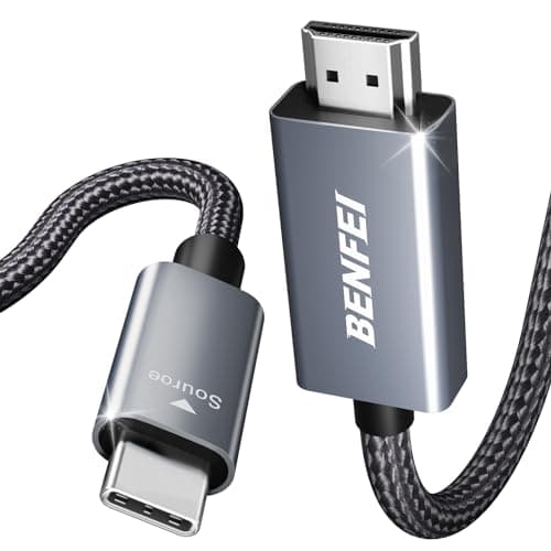 Image of BENFEI USB C to HDMI 4.5 Meter Cable [4K@60Hz, Aluminum Shell, Nylon Braided], Thunderbolt 3/4 Compatible with iPhone 15 Pro/Max, MacBook Pro/Air 2023, iPad Pro, Surface Book 2, Galaxy S23 and More