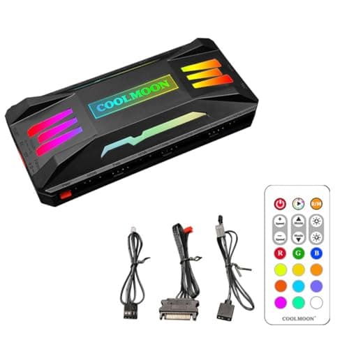 Image of Hsthe Sea ARGB PWM Fan Hub Wireless Computer RGB Light Remote Control 5V 3-Pin ARGB Connectors Colorful RGB Hub With Adjustable Cooler Speed