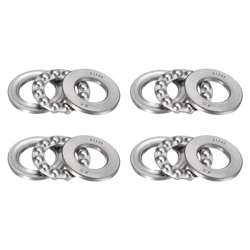 Image of HiPicco Thrust Ball Bearings, 4pcs 51200 Plane Axial Ball Bearing 3-in-1, 10mm x 26mm x 11mm Chrome Steel ABEC3 Single Row Roller
